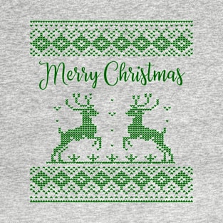 Ugly Sweater Style Reindeer Print T-Shirt